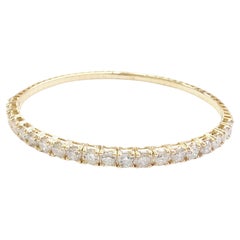 4.67 Ct Natural 14K Yellow Gold Flexible Diamond Bangle