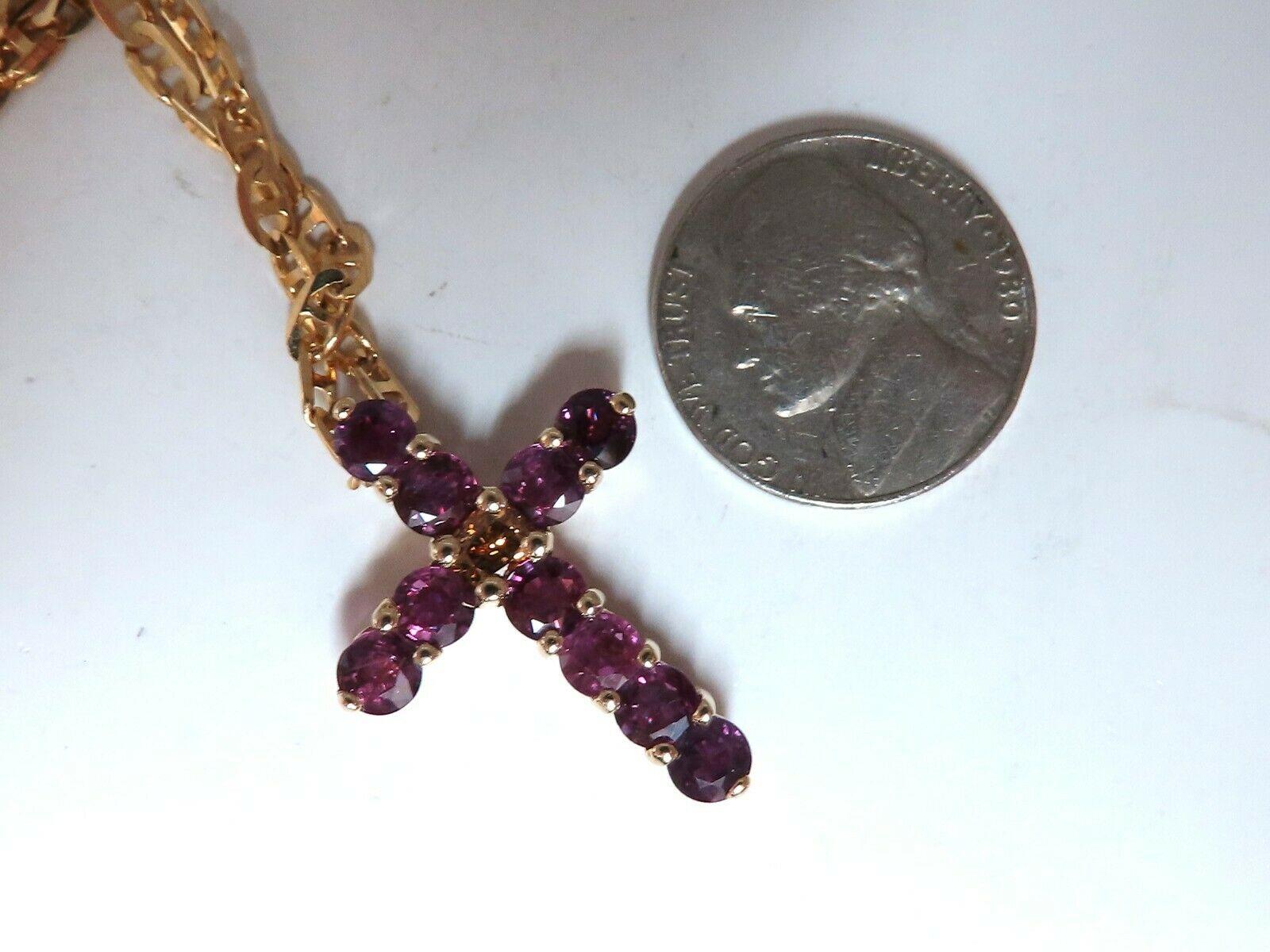 4.67 Carat Natural Ruby Fancy Color Diamond Cross 14 Karat In New Condition For Sale In New York, NY
