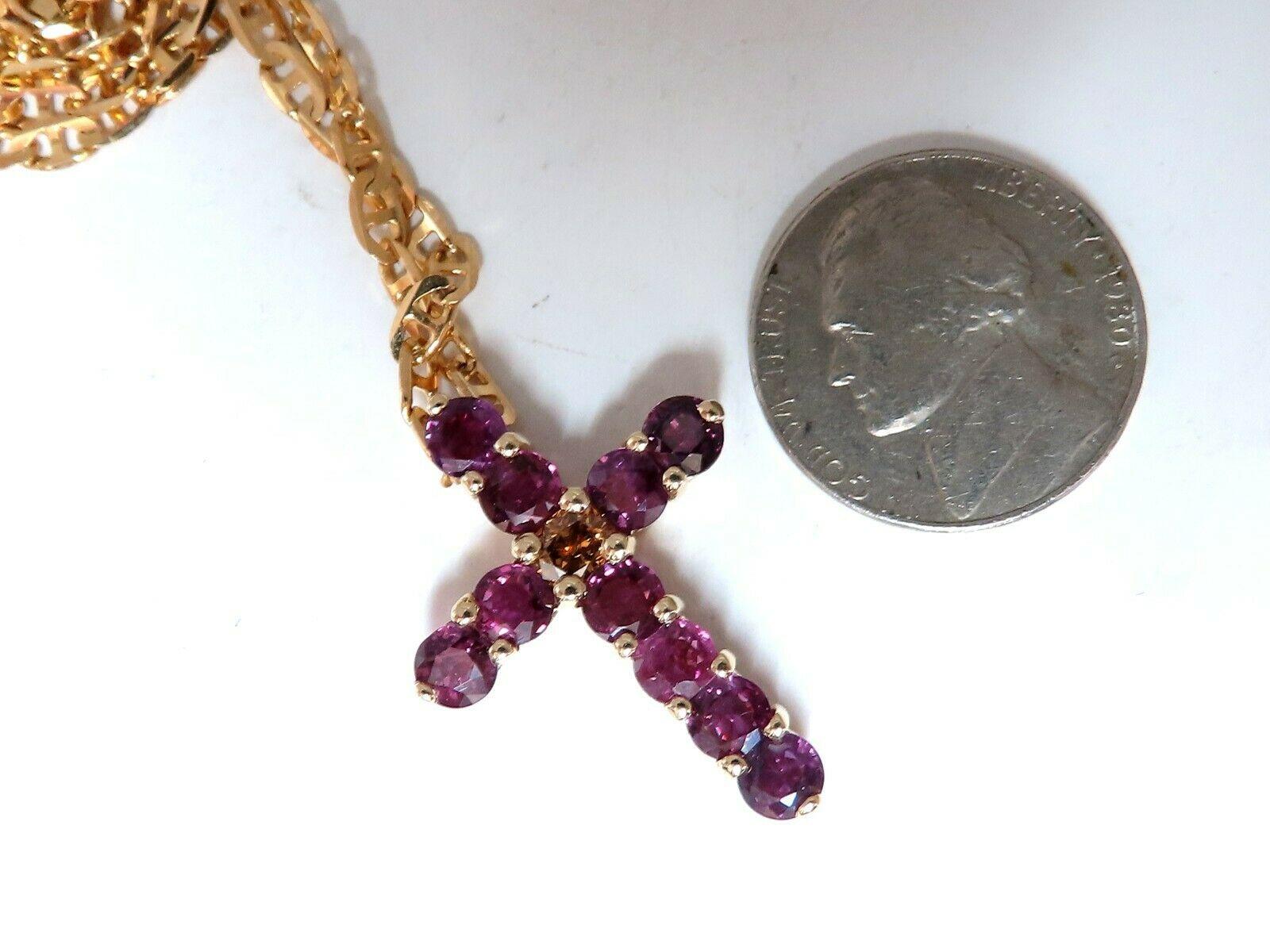 Women's or Men's 4.67 Carat Natural Ruby Fancy Color Diamond Cross 14 Karat For Sale