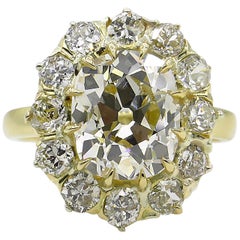 GIA 4.70 Carat Old Mine Cushion Diamond Cluster Engagement Ring 