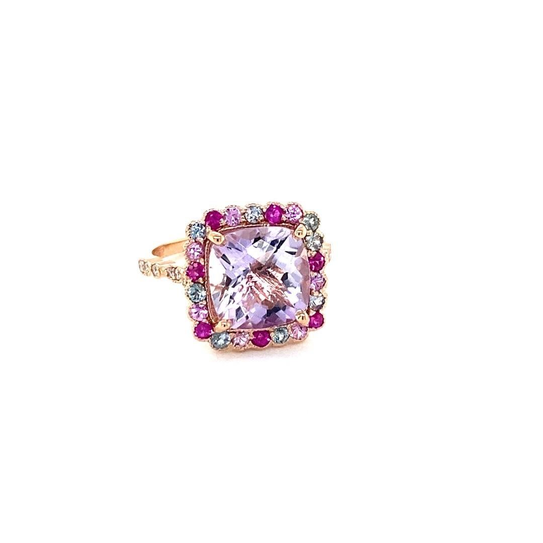 Amethyst, Multi-Colored Sapphires and Diamond Cocktail Ring!   A beautiful and sparkly combination of colorful beauty!

This one of a kind piece has been carefully designed and curated by our in house designer!

This ring has a vibrant Cushion Cut