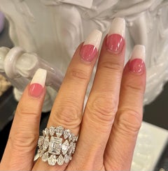 4.68 Carat Diamond 3 Layer Ring with Emerald, Marquise and Pear Shape Clusters
