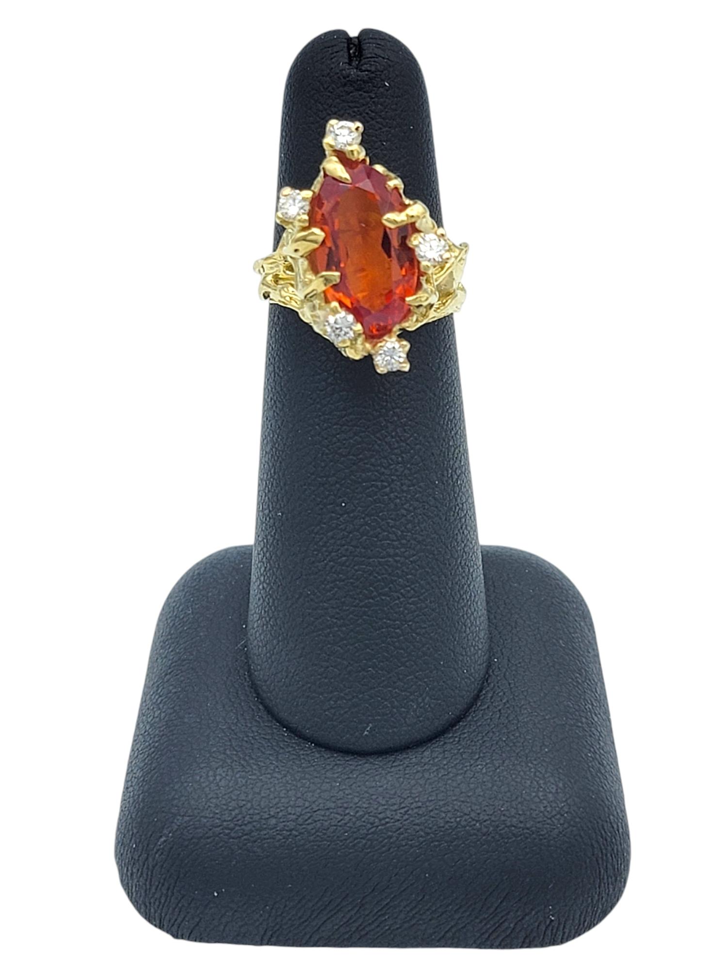 4.68 Carat Lab Grown Spinel Faux Bois Ring with Diamonds in 18 Karat Yellow Gold For Sale 4