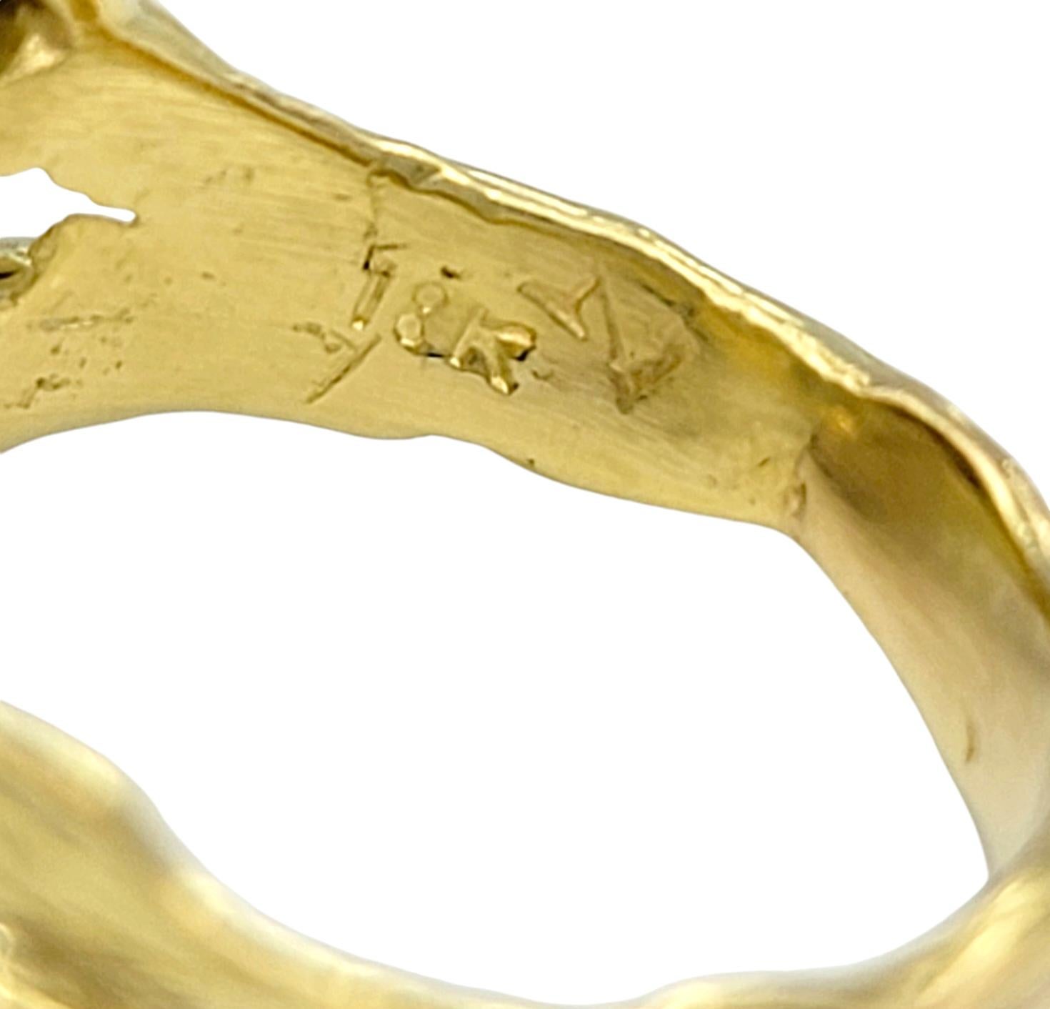4.68 Carat Lab Grown Spinel Faux Bois Ring with Diamonds in 18 Karat Yellow Gold For Sale 1