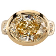 4.68 Carat Oval Cut Diamond Set in a Handcrafted 18 Karat Yellow Gold Ring