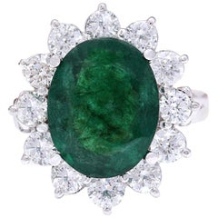 4.68 Carat Natural Emerald 18 Karat Solid White Gold Diamond Ring