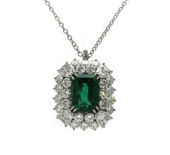 4.68 Carat Zambian Emerald Cut Emerald and Diamond Ring in Platinum