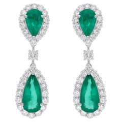 Pendientes Esmeralda de Zambia de 4,68 quilates Diamante SI/H de 1,96 quilates Oro blanco de 18 quilates