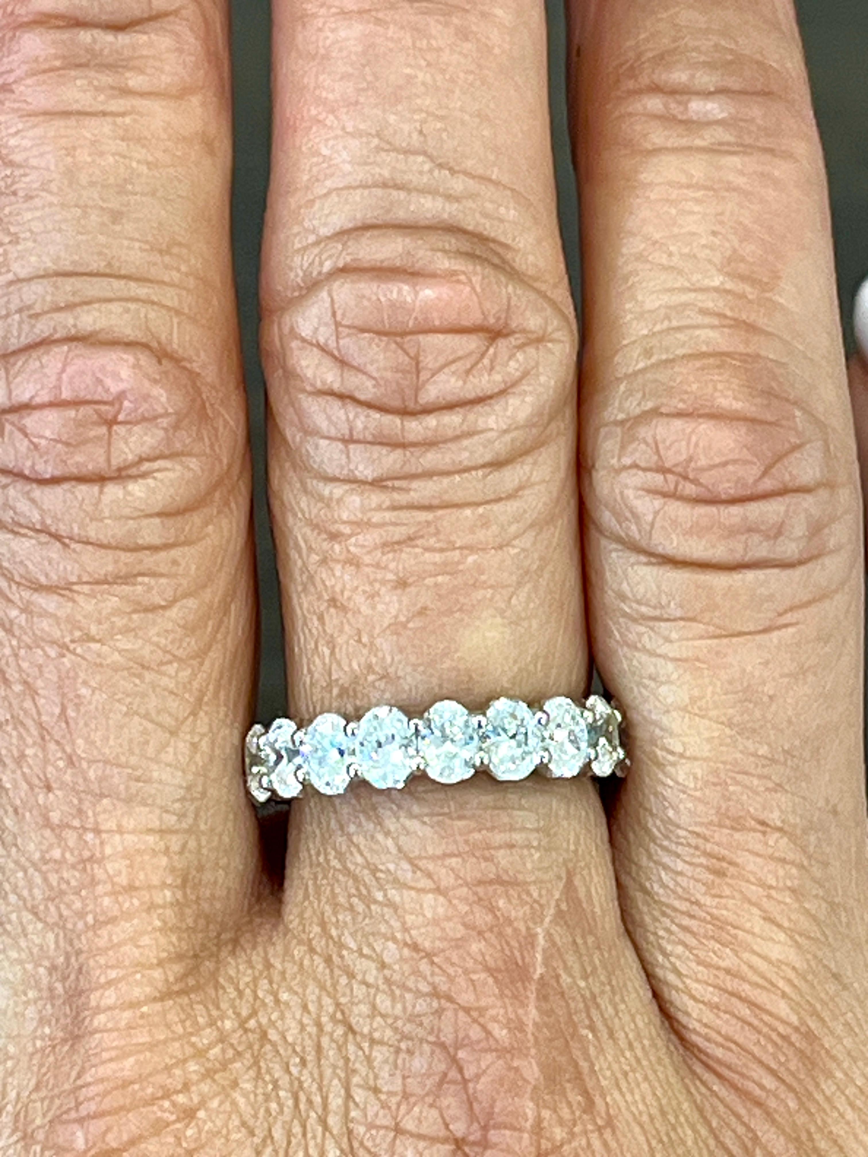 Oval Cut 4.66 ct Oval Diamond Eternity Band For Sale