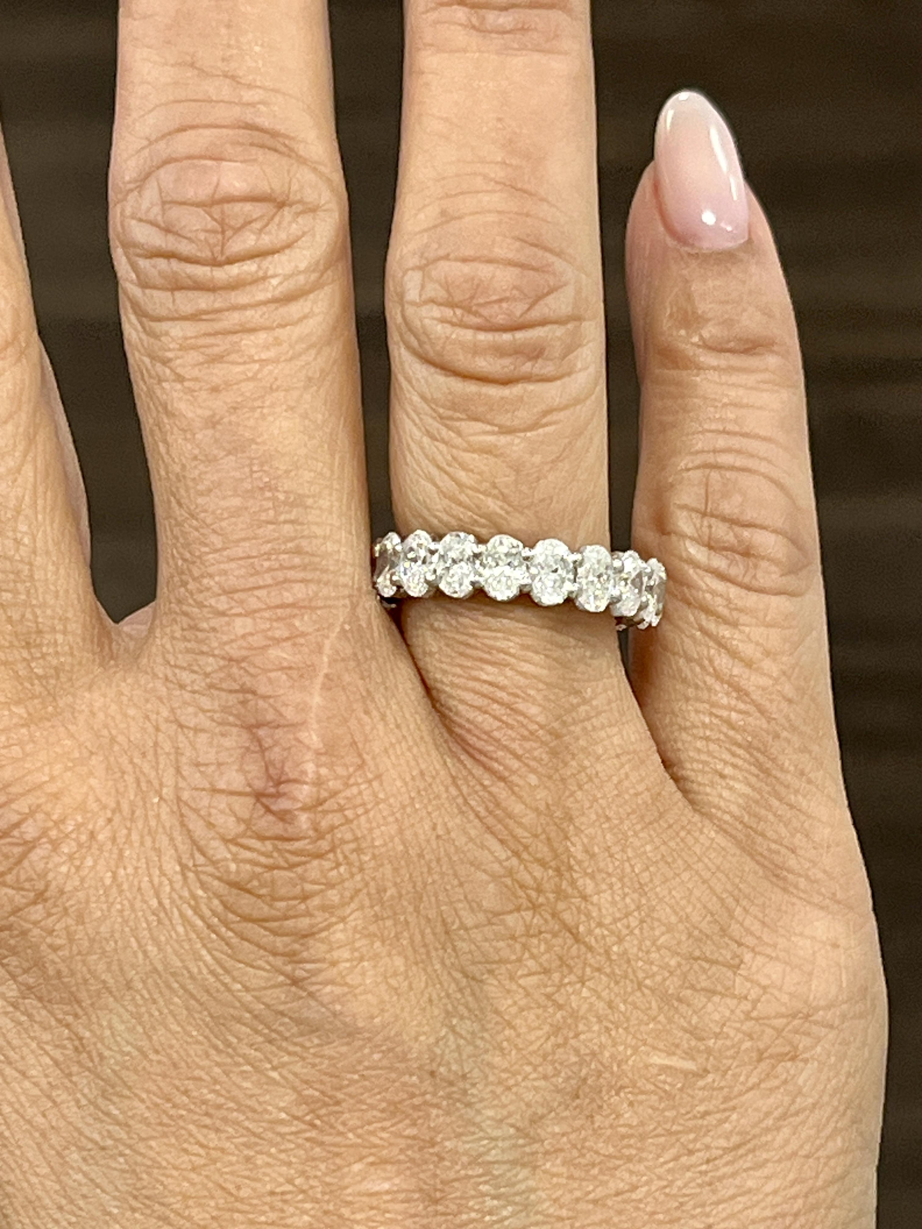 Oval Cut 4.68 ct Oval Diamond Eternity Ring For Sale