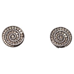 4.68 cts Earring Studs in Brown and White Diamond in 18K Gold