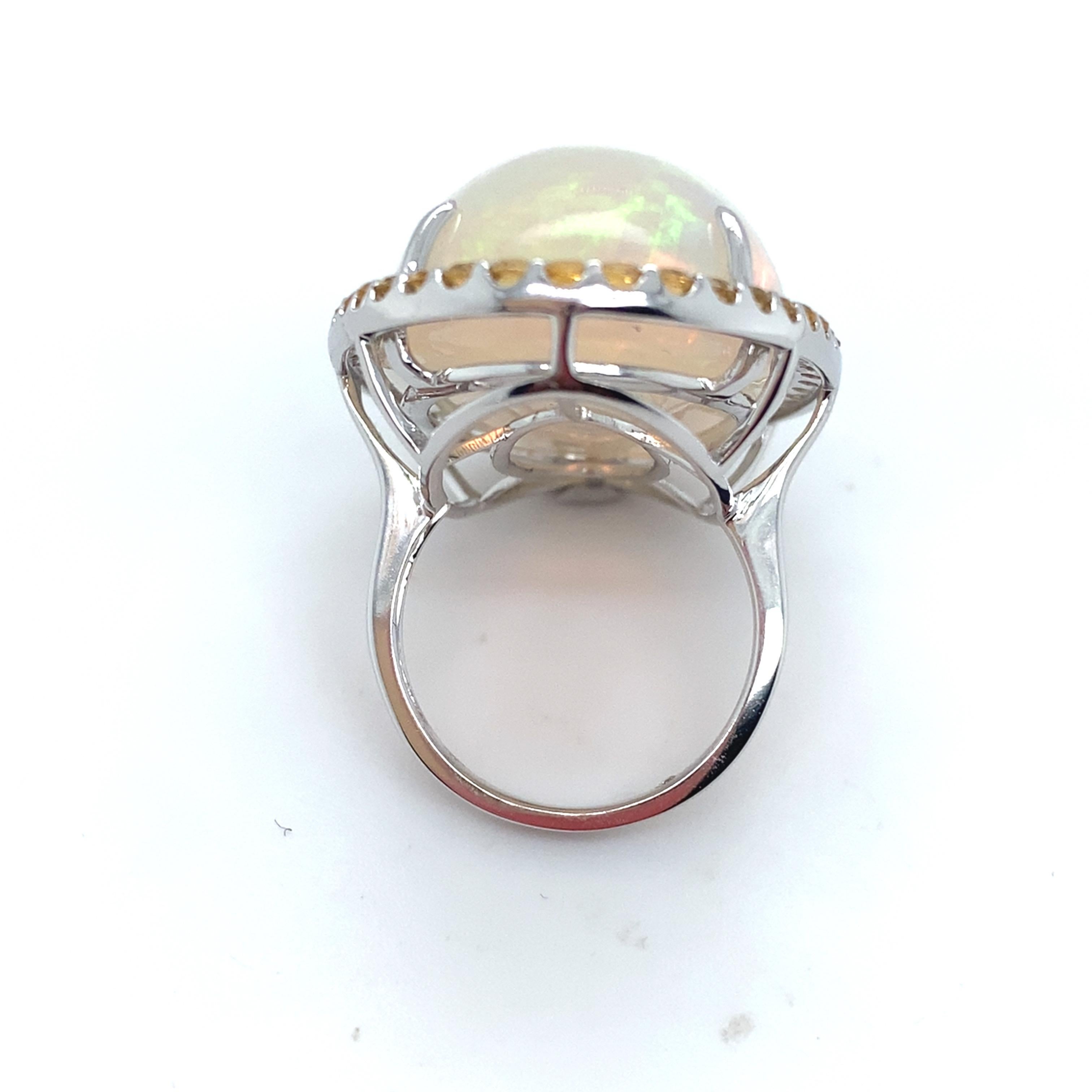 46.86 Carat Oval Cut Opal Sapphire White Gold Cocktail Ring For Sale 5