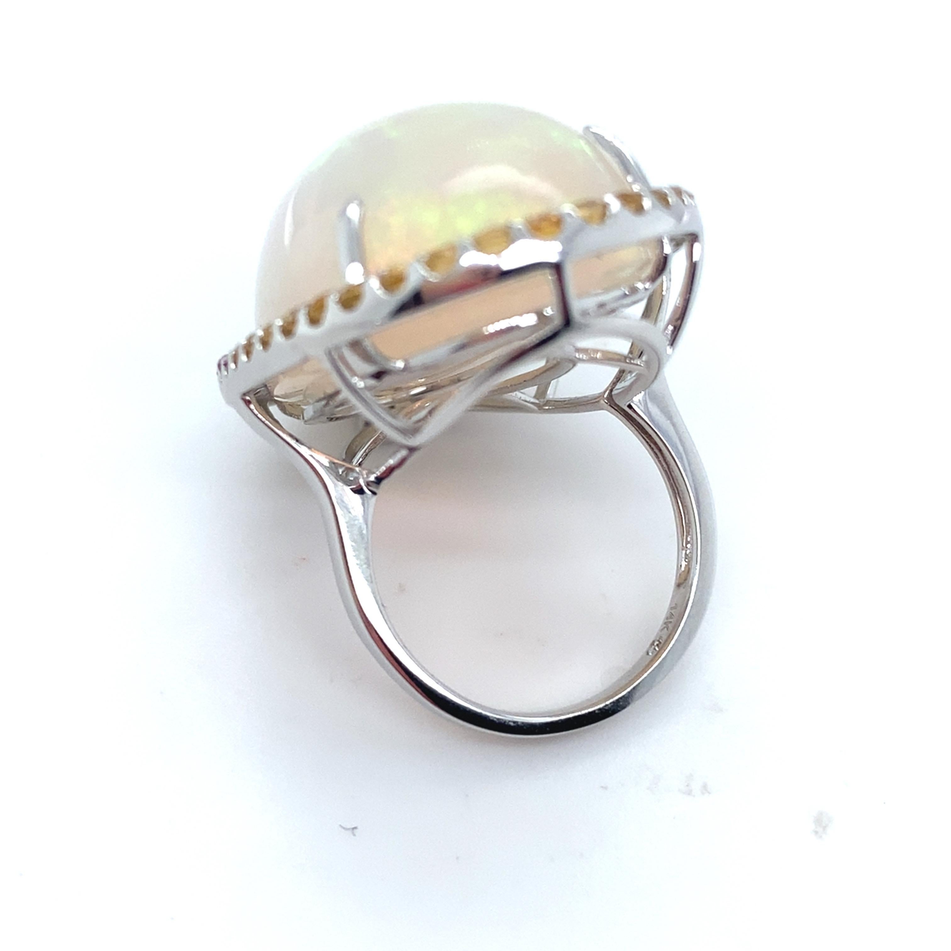 46.86 Carat Oval Cut Opal Sapphire White Gold Cocktail Ring For Sale 6