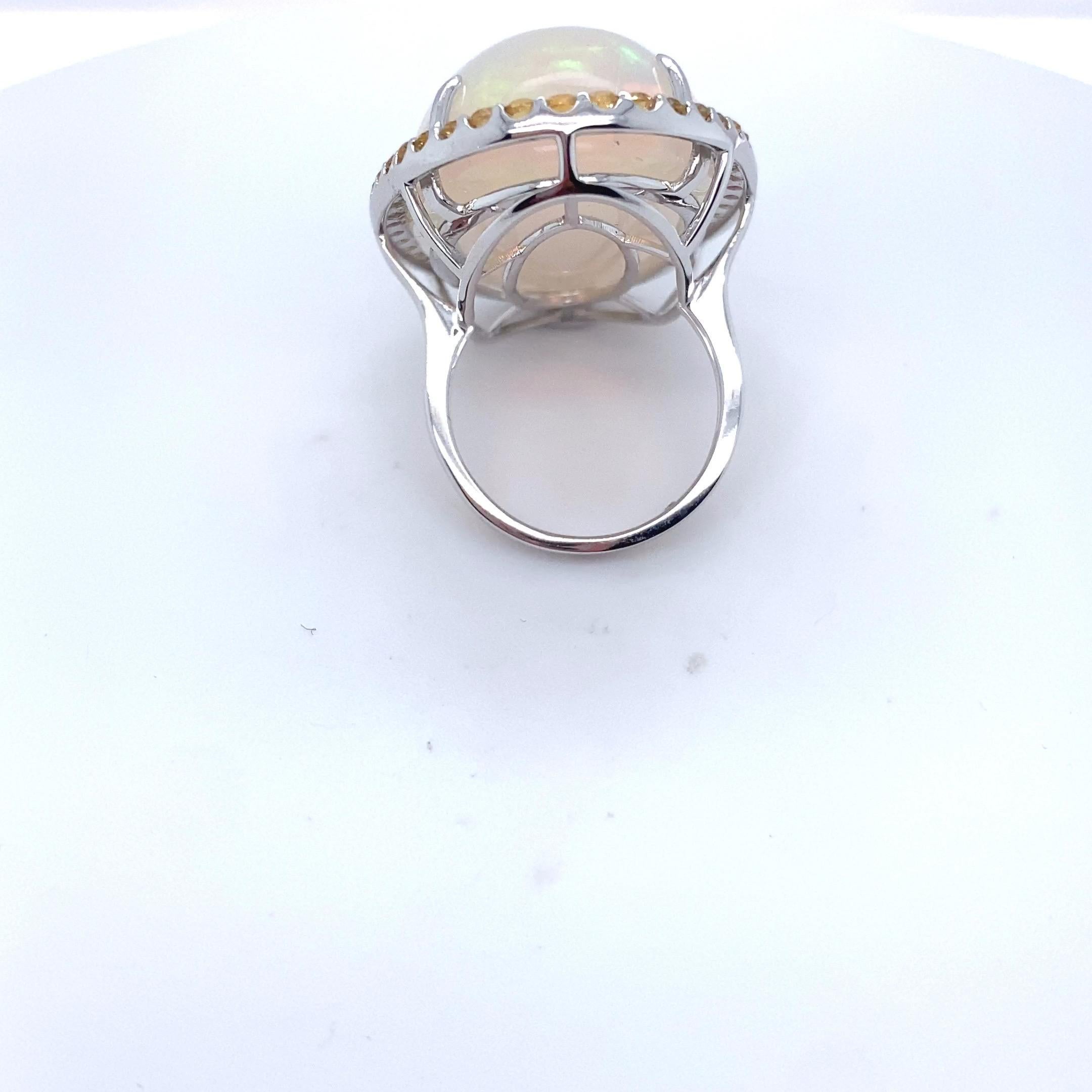 46.86 Carat Oval Cut Opal Sapphire White Gold Cocktail Ring For Sale 13