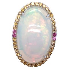 46.86 Carat Oval Cut Opal Sapphire White Gold Cocktail Ring