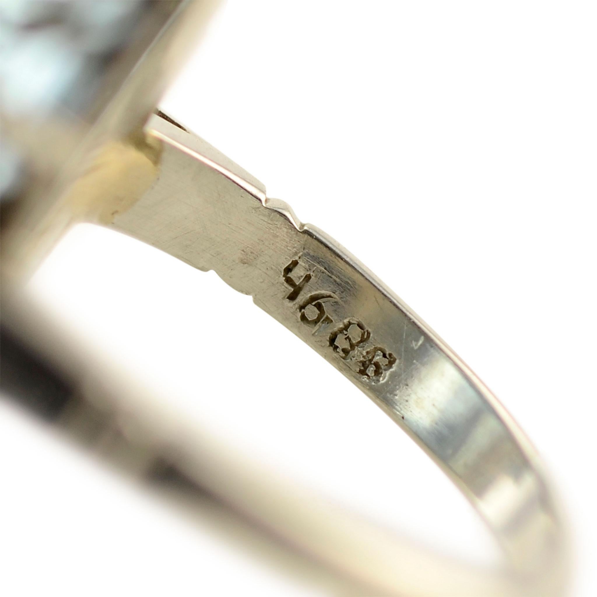 46.88 Carat Aquamarine and Diamond Platinum Ring In Good Condition For Sale In Solvang, CA