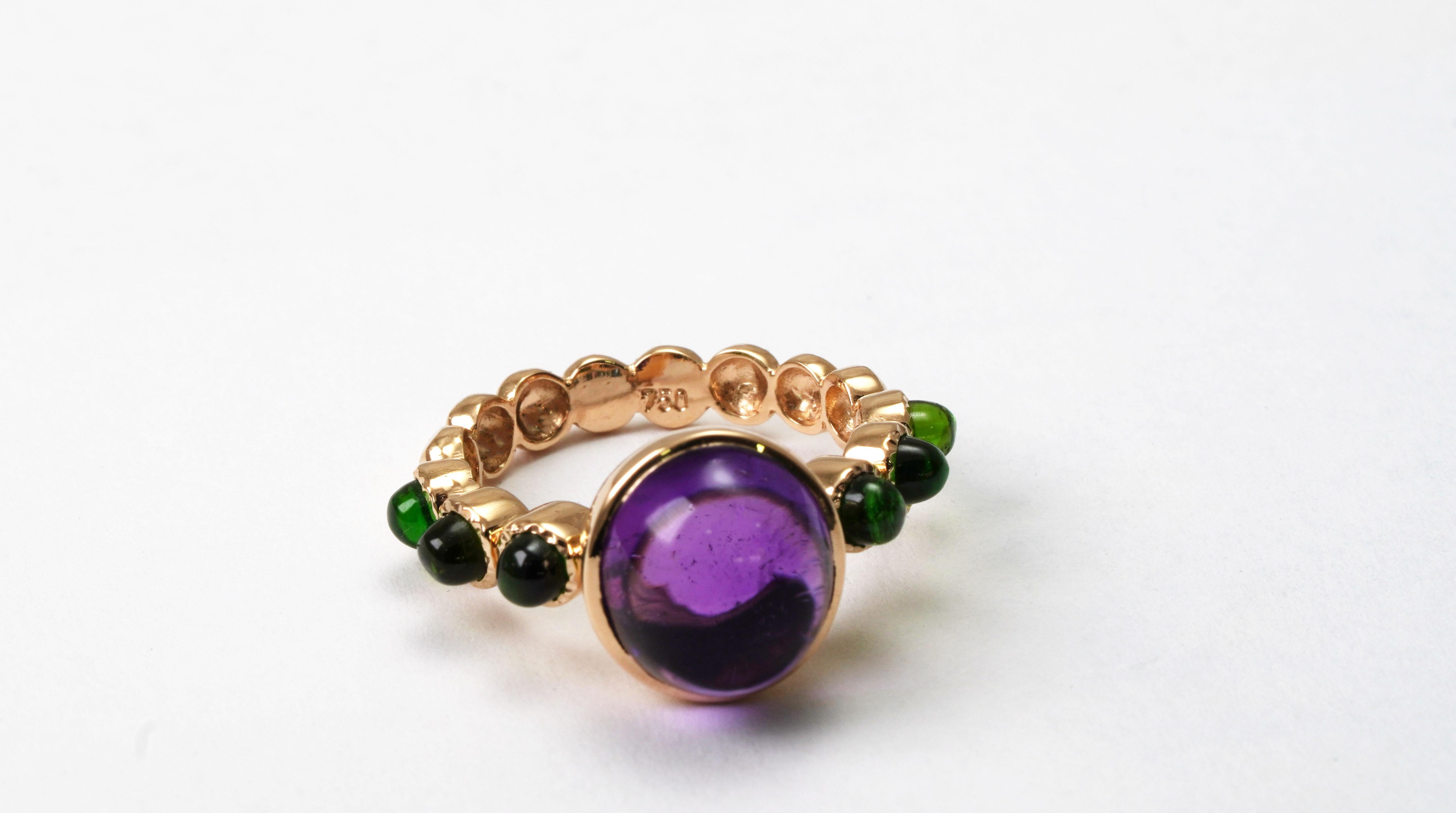 4.69 Carat Amethyst Diopside Cocktail Ring In New Condition For Sale In София, BG