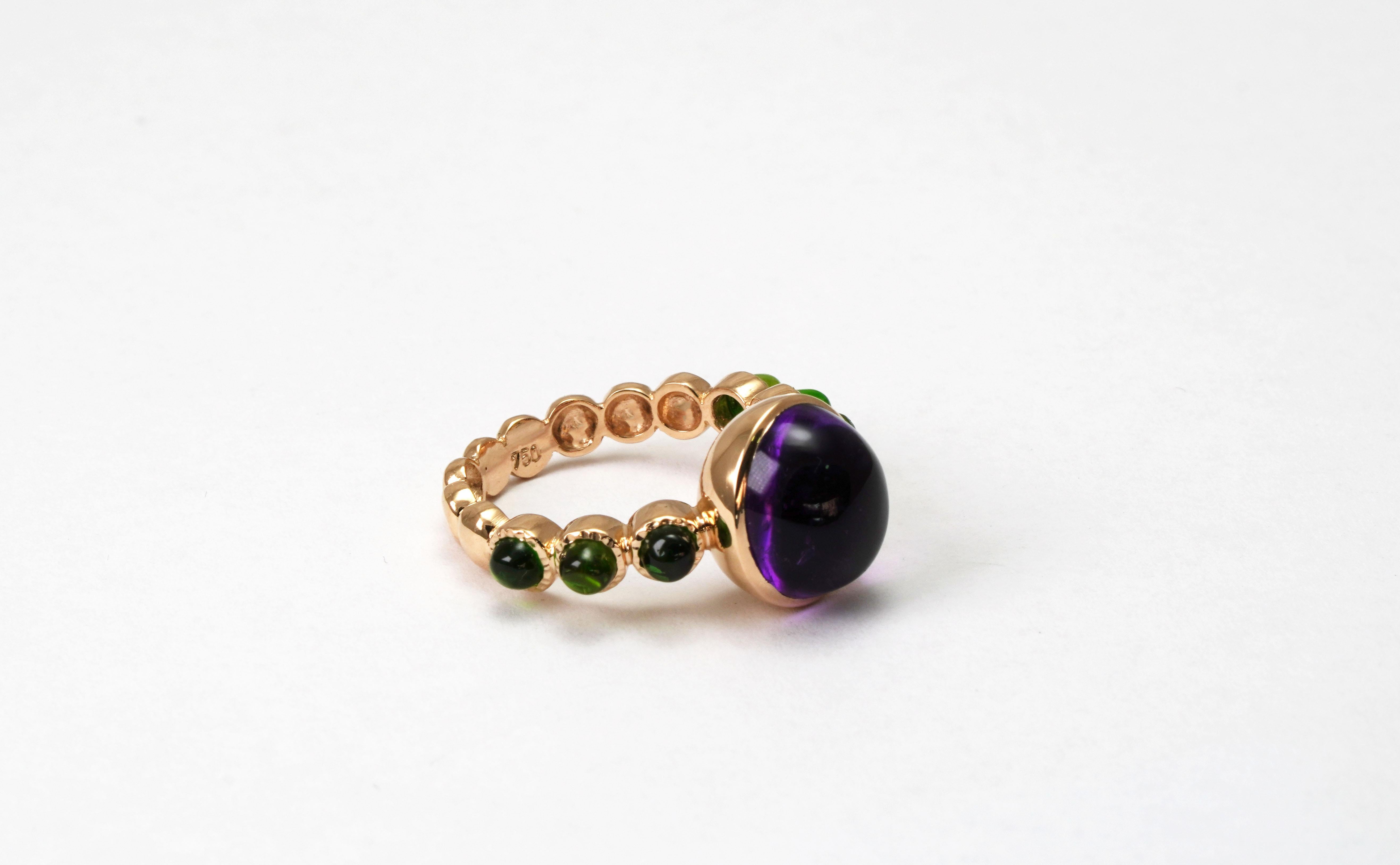 4.69 Carat Amethyst Diopside Cocktail Ring For Sale 1