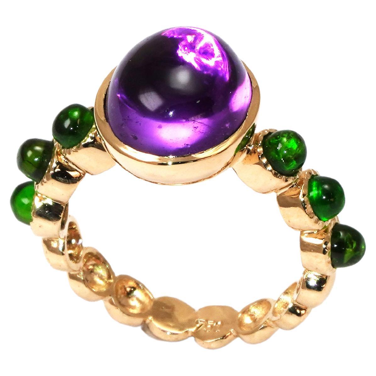 4.69 Carat Amethyst Diopside Cocktail Ring For Sale
