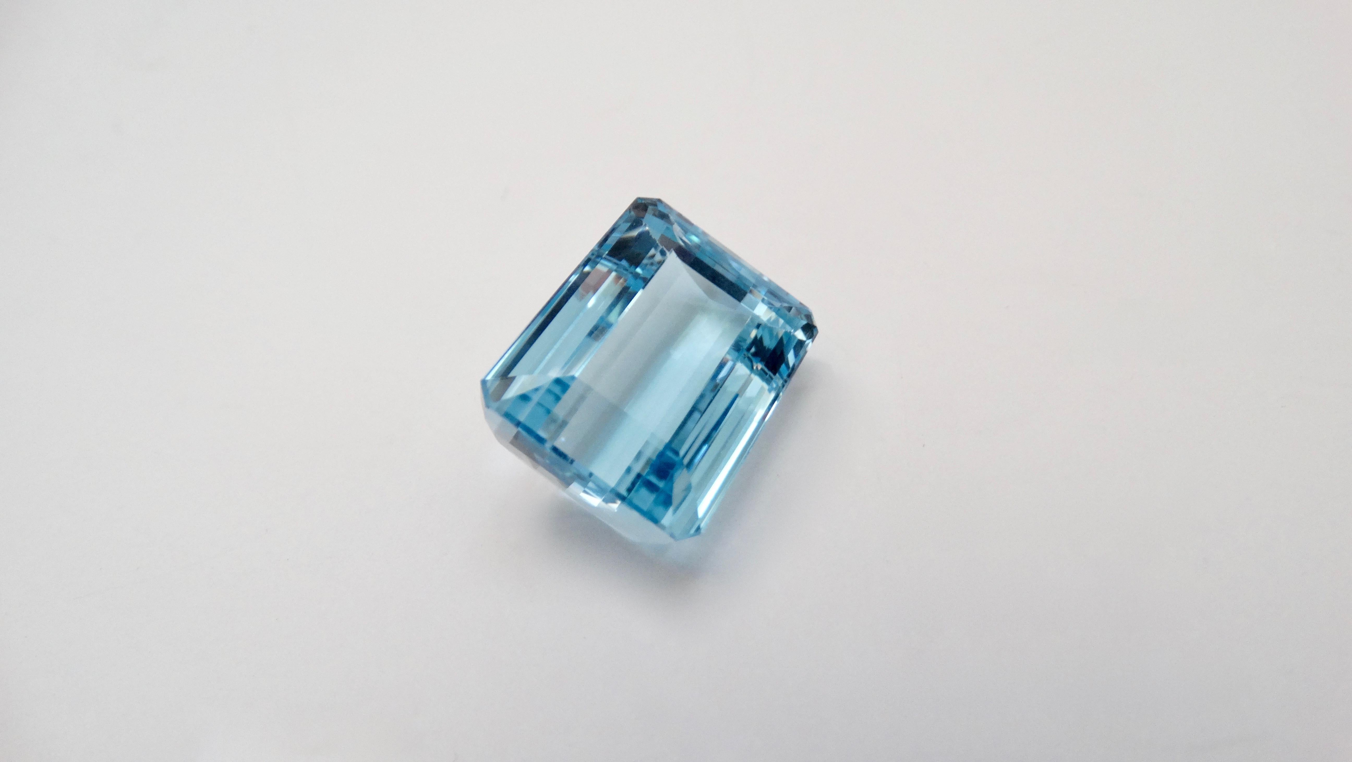Women's or Men's Blue Topaz 46.9 Carat  Octagon Step Cut Gemstone  For Sale