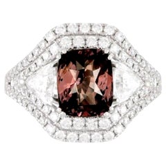 4.69 Carat Cushion Cut Alexandrite & Diamond Engagement Ring in 18K