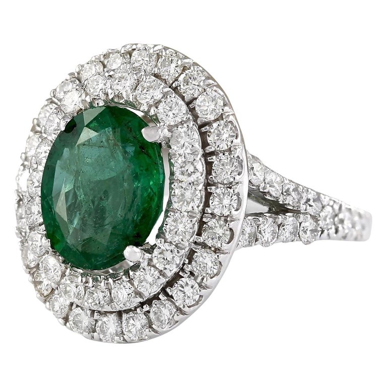 4.69 Carat Natural Emerald 18 Karat White Gold Diamond Ring For Sale at ...