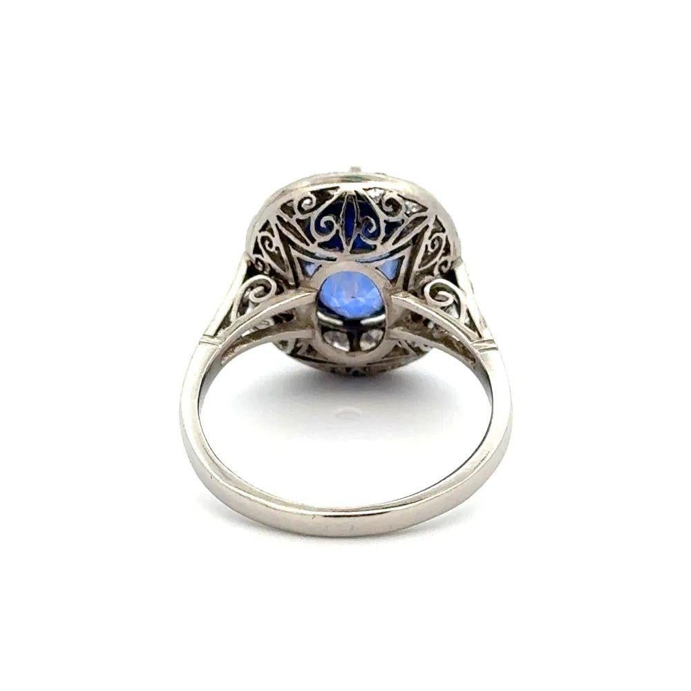 Modernist 4.69 Carat NO HEAT Blue to Pinkish Purple Sapphire GRS Diamond Statement Ring For Sale