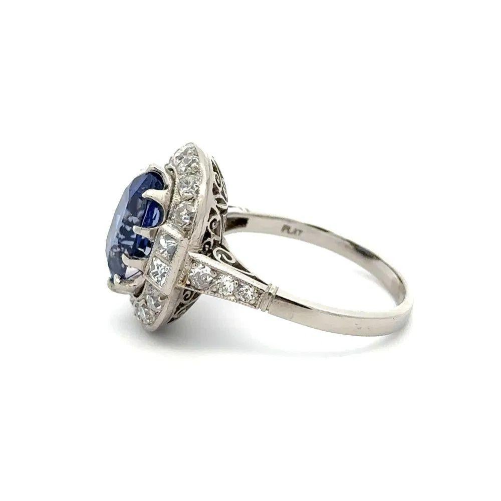 Mixed Cut 4.69 Carat NO HEAT Blue to Pinkish Purple Sapphire GRS Diamond Statement Ring For Sale