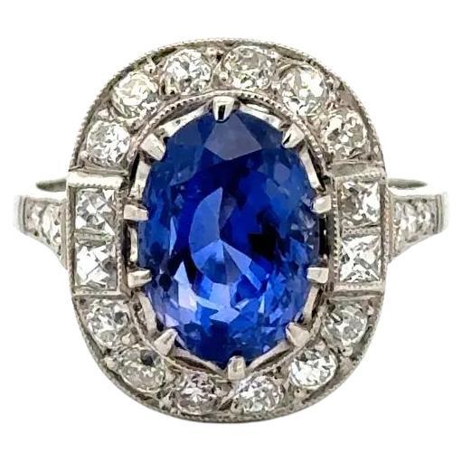 4.69 Carat NO HEAT Blue to Pinkish Purple Sapphire GRS Diamond Statement Ring For Sale