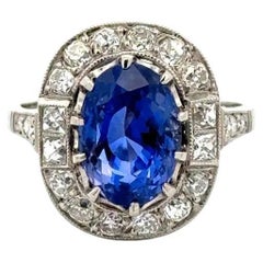 4.69 Carat NO HEAT Blue to Pinkish Purple Sapphire GRS Diamond Statement Ring