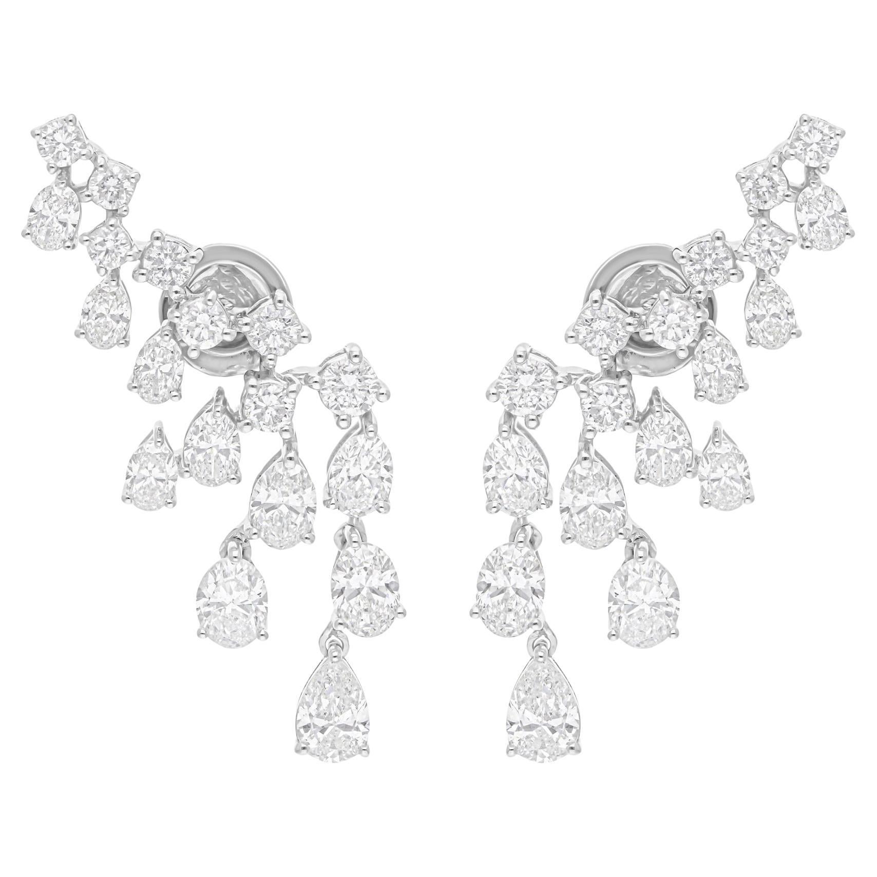 4.69 Carat SI/H Pear Round Brilliant Cut Diamond Earrings 14 Karat White Gold