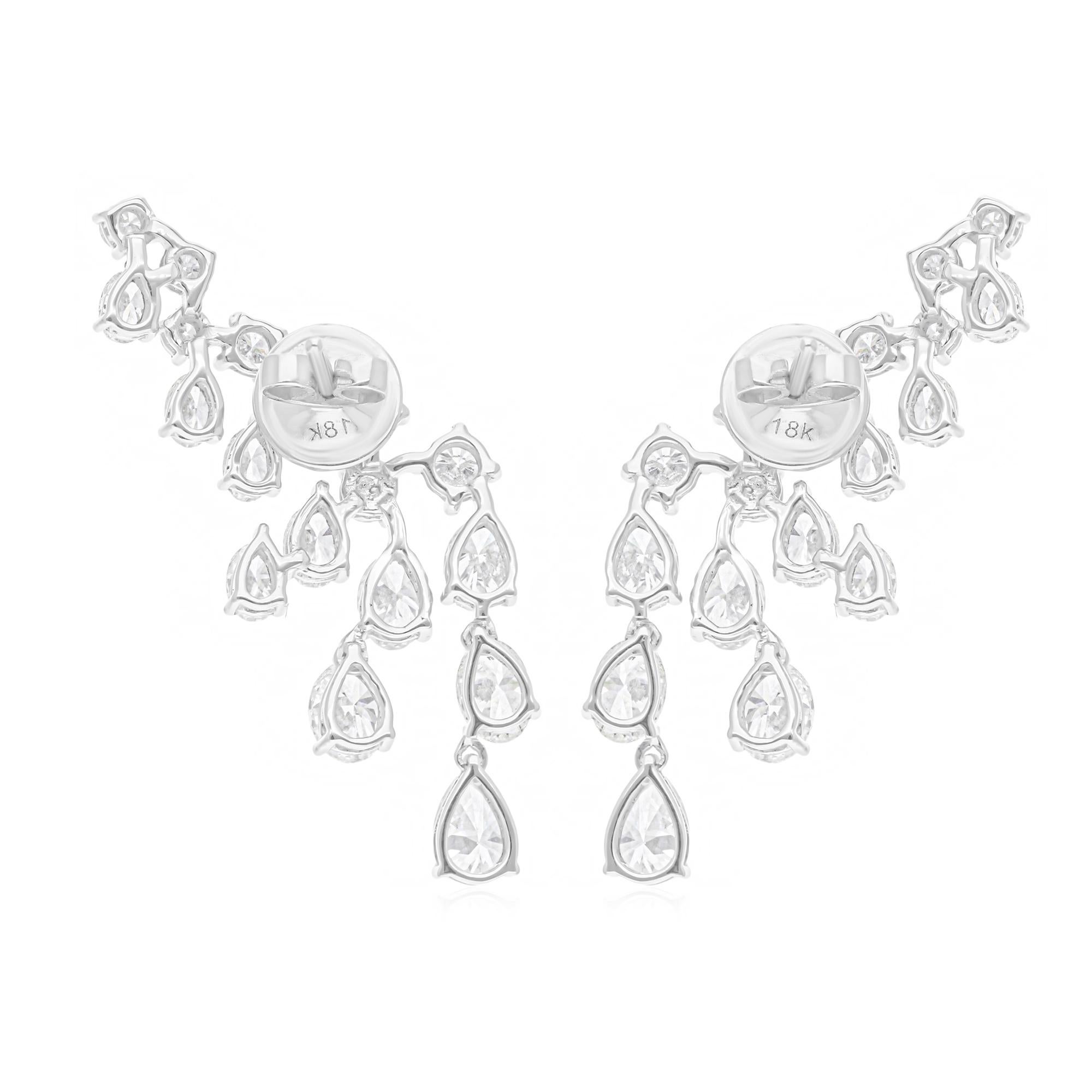 Modern 4.69 Carat SI/H Pear Round Brilliant Cut Diamond Earrings 18 Karat White Gold For Sale