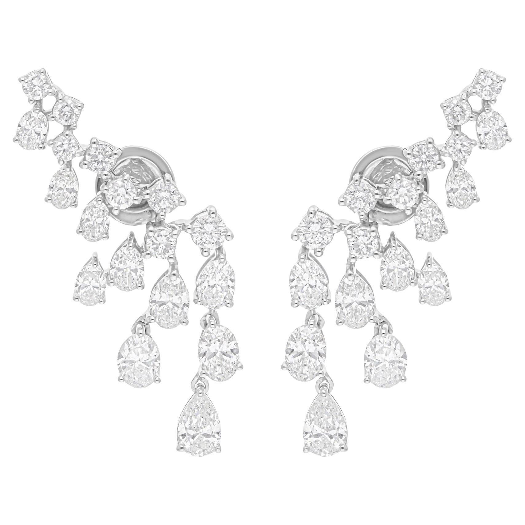 4.69 Carat SI/H Pear Round Brilliant Cut Diamond Earrings 18 Karat White Gold