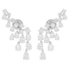 Boucles d
oreilles 4.69 Carat SI/H Pear Round Brilliant Cut Diamond Gold 18 Karat White Gold