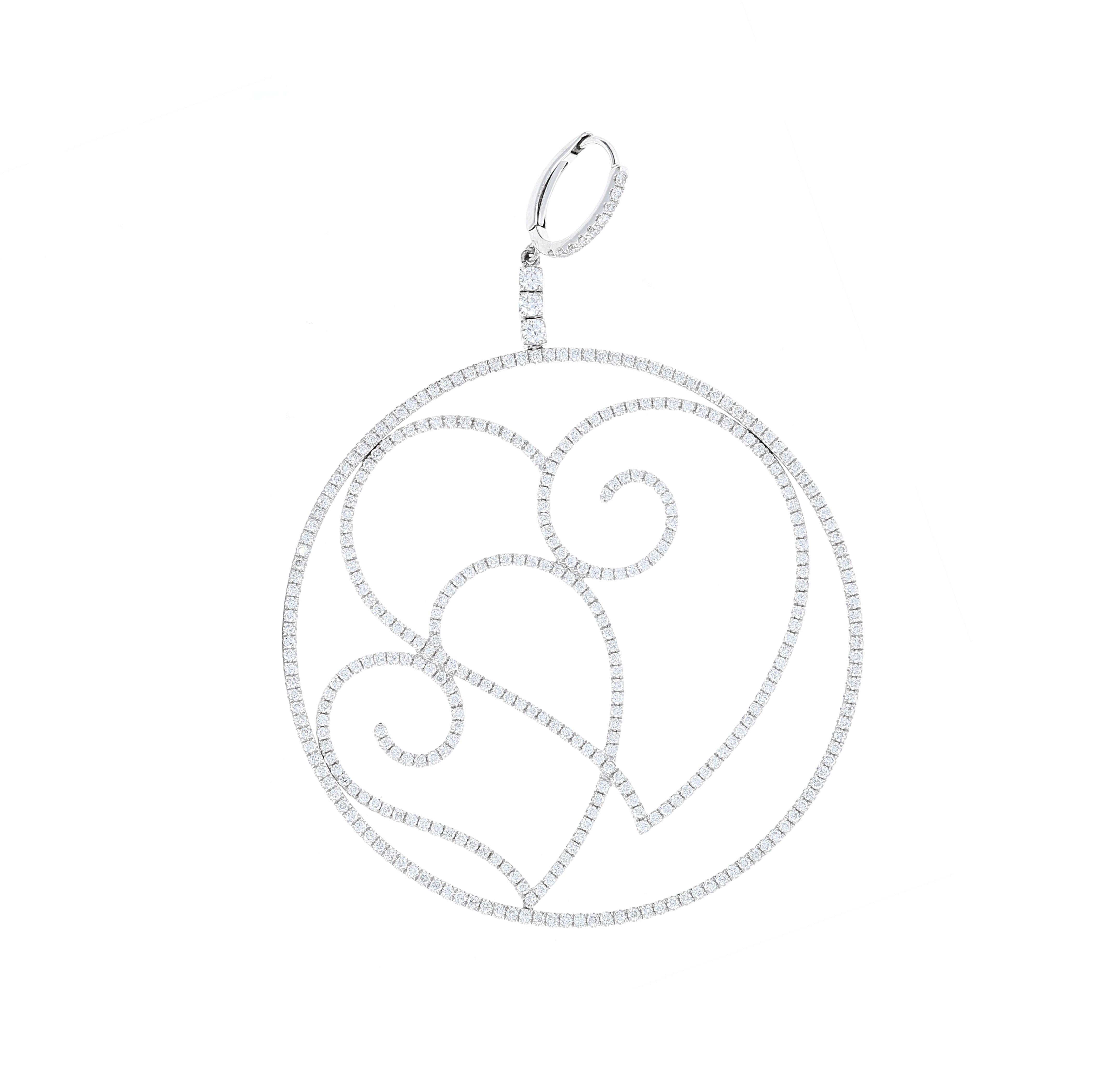 heart diamond hoop earrings
