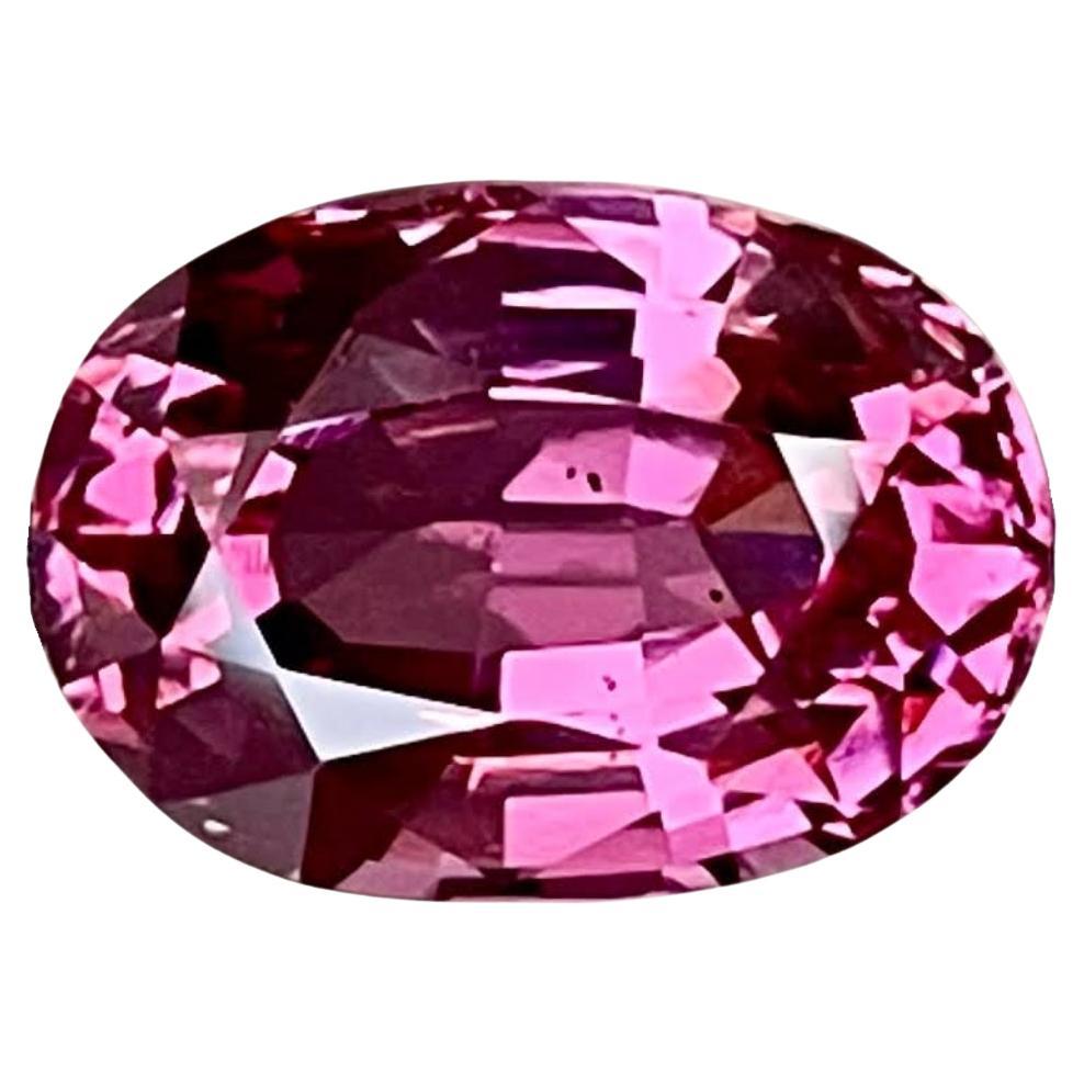 Pierre précieuse certifiée de 4,69 carats de spinelle rose fluorescent de taille ovale du Tajikistan