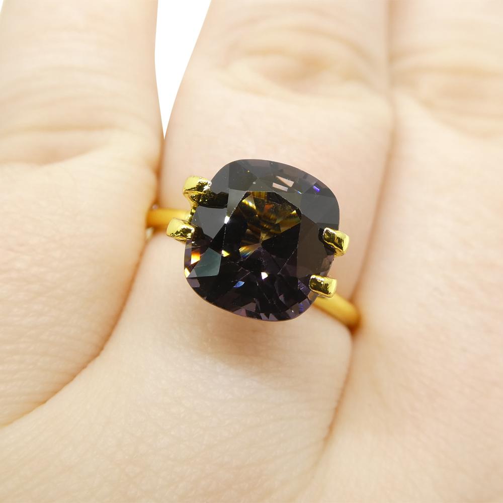Taglio brillante 4.69ct Spinello viola rettangolare a cuscino dalla Birmania in vendita