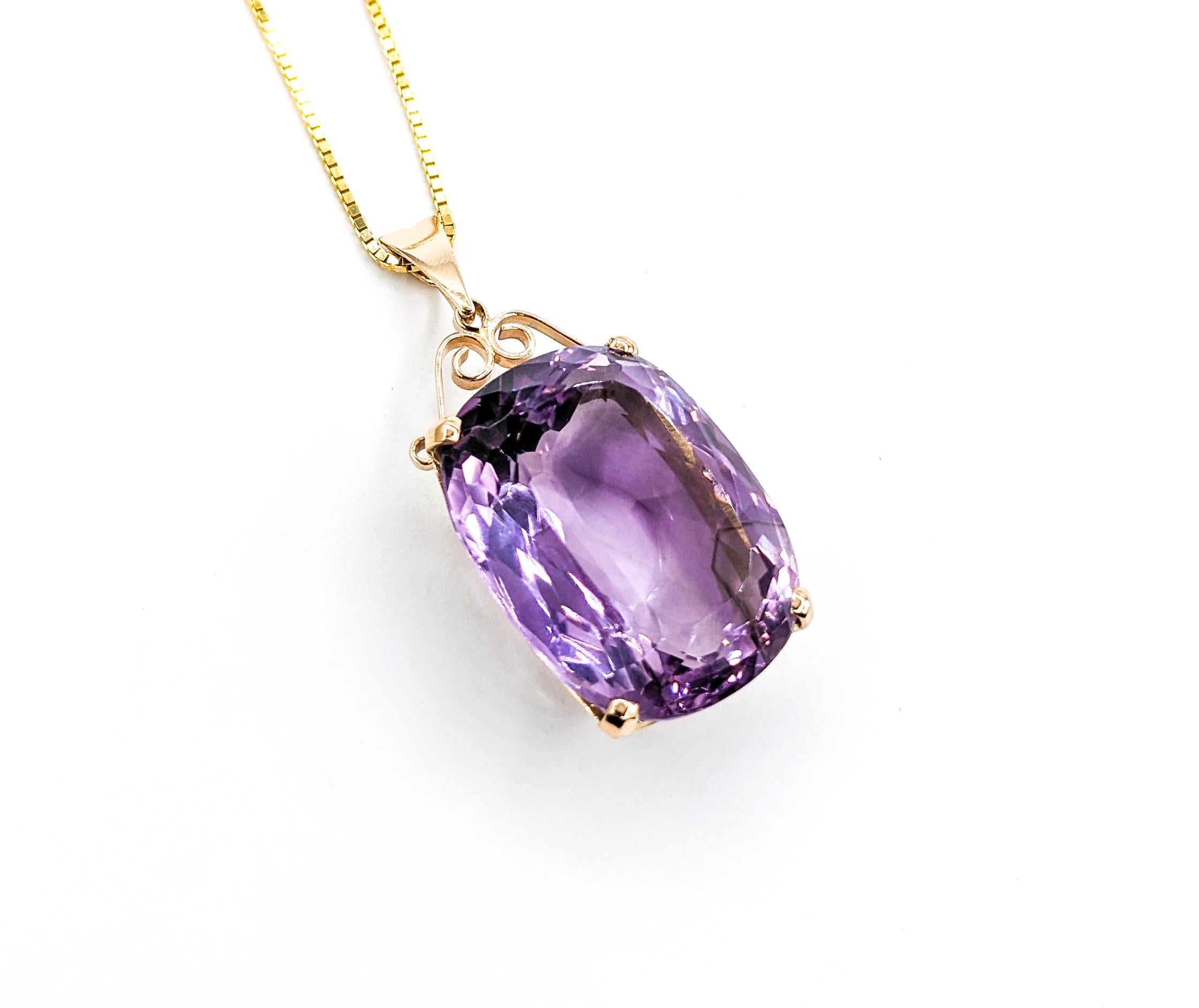 46ct Amethyst Pendant With Chain In Yellow Gold For Sale 3
