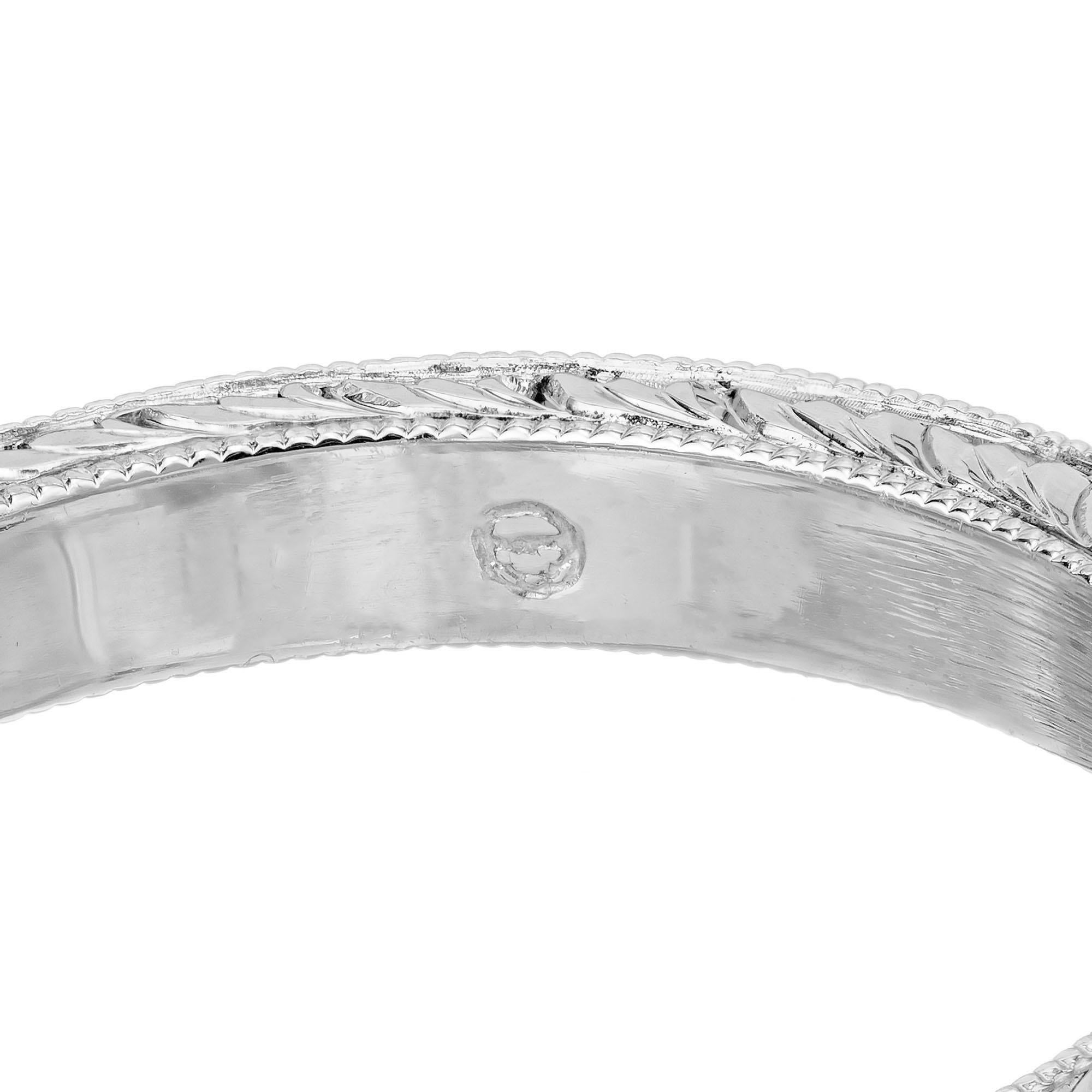 .46ct Diamond Platinum Hand Engraved Pave Set Engagement Ring For Sale 3