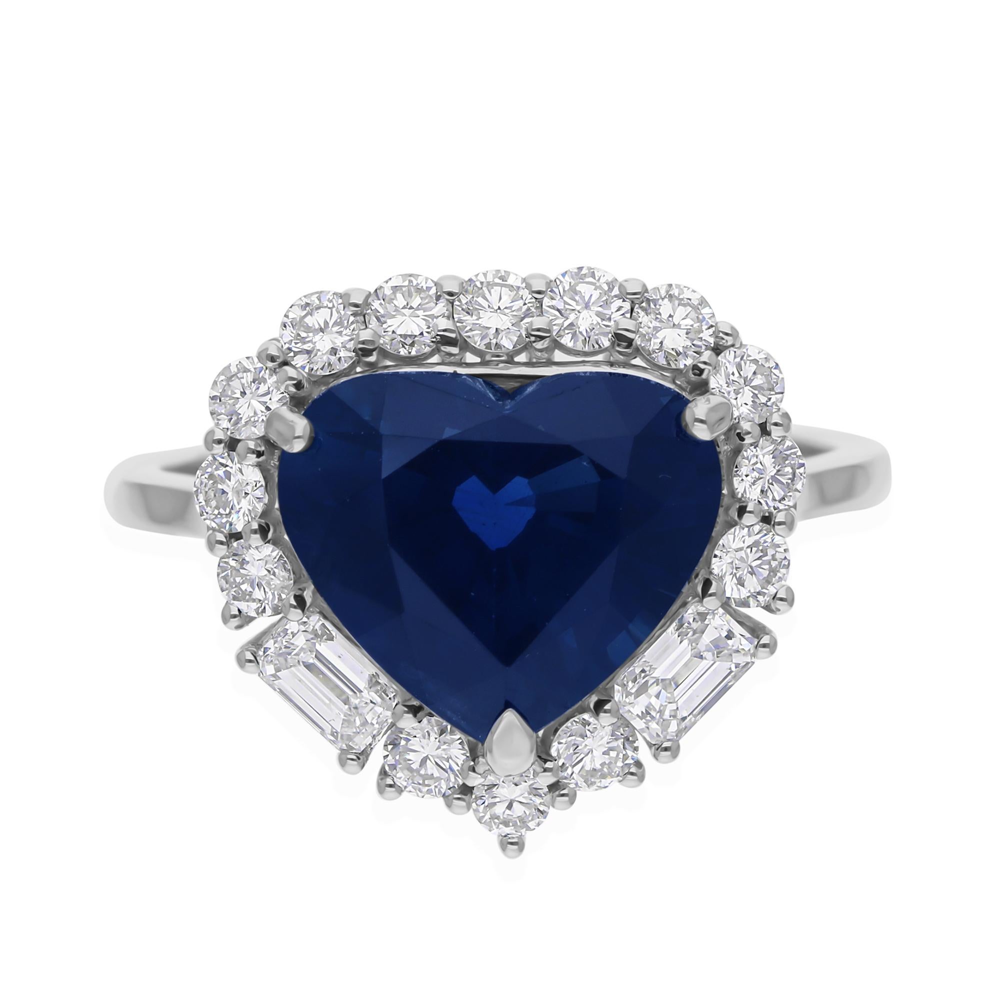 in vendita:  Anello nuziale aureolato con zaffiro blu e diamante da 4,6 carati in oro bianco 14 carati 7