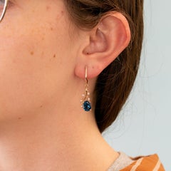 4.6Ct London Blue Topaz Stud Earrings with Earth-Mined Diamond Accents: 14K Gold