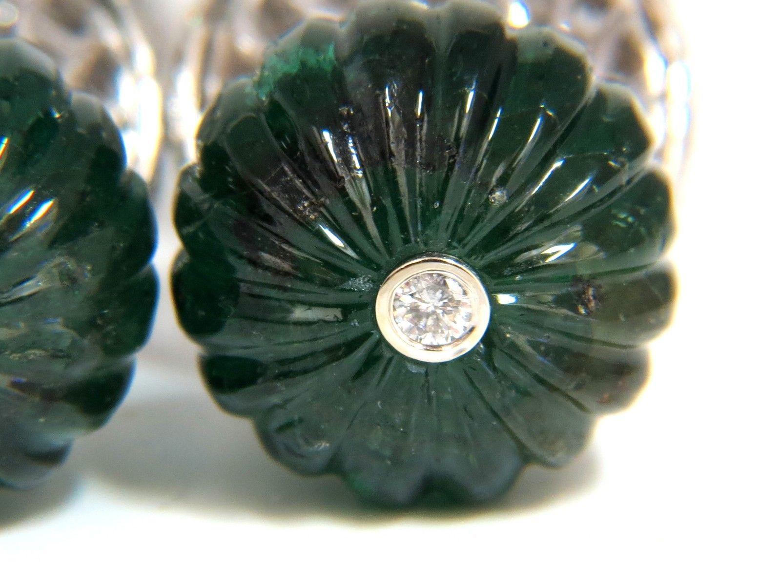 46CT Natural Emerald Diamond Peacock Tahitian Pearl Dangling Earrings 18Kt For Sale 3