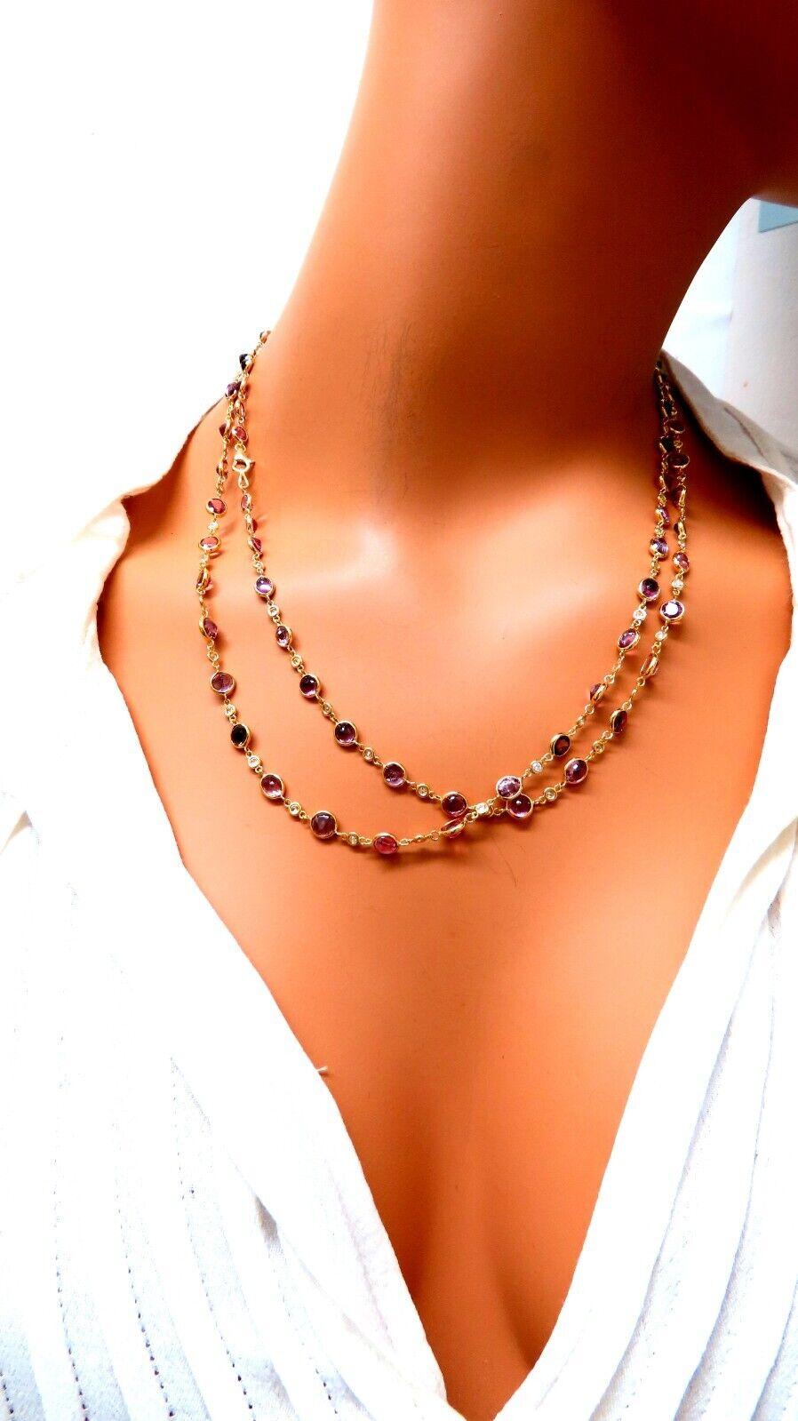 46 Karat natürlicher rosa Spinell Diamanten Yard Halskette 14kt Gold (Ovalschliff) im Angebot