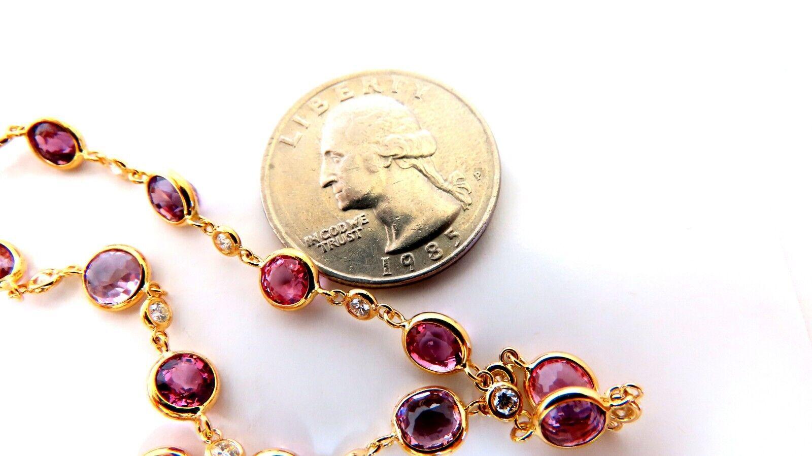 46ct Natural Pink Spinel Diamonds Yard Necklace 14kt Gold In New Condition For Sale In New York, NY