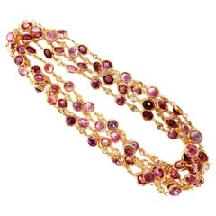 46ct Natural Pink Spinel Diamonds Yard Necklace 14kt Gold