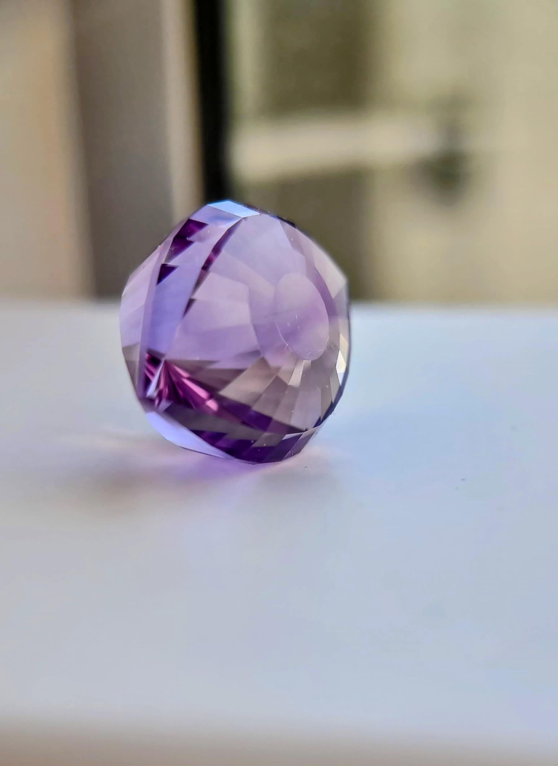 Round Cut 46ct Natural Purple Amethyst Custom Design Cleopatra Eye