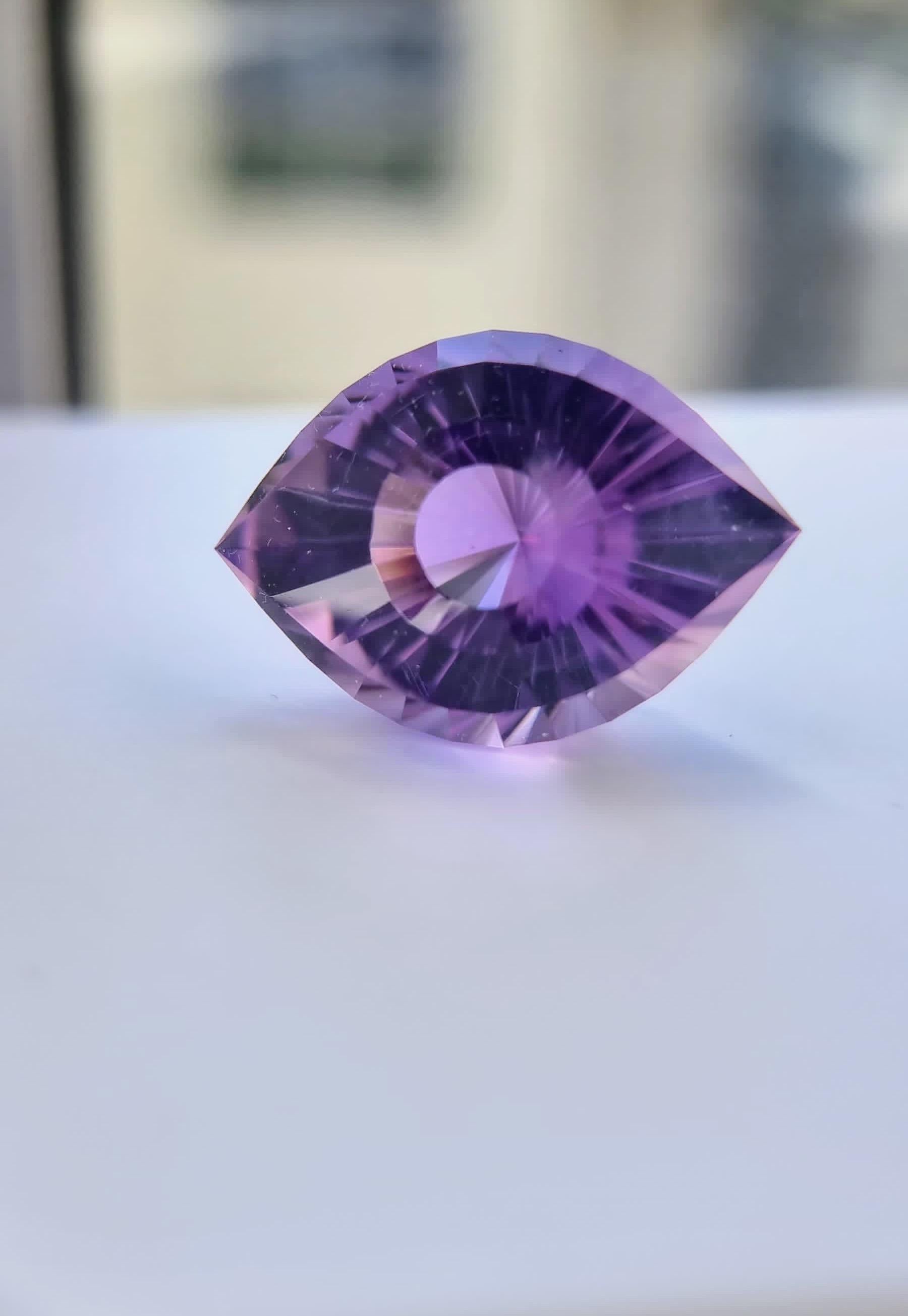 46ct Natural Purple Amethyst Custom Design Cleopatra Eye In New Condition In Lanham, MD