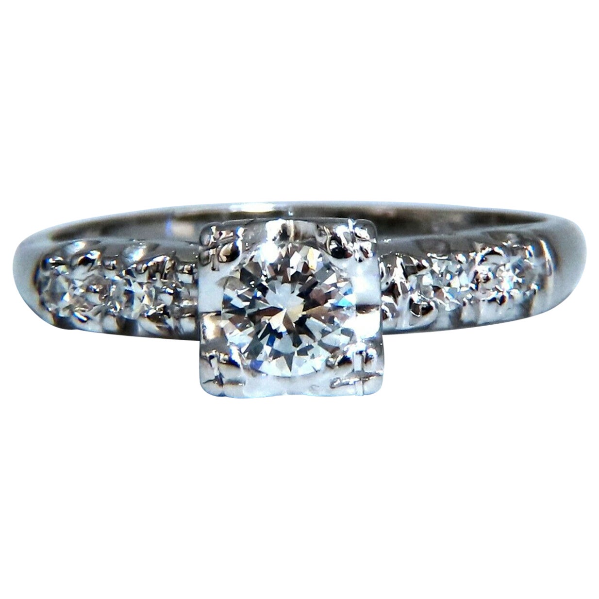 Anello con diamante naturale a taglio rotondo vintage 14 carati