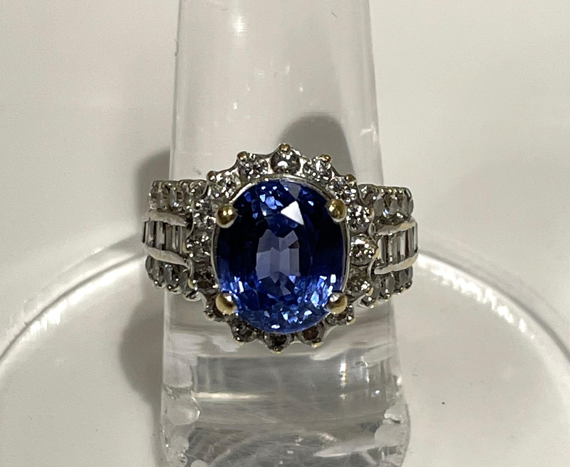 For Sale:  4.6ct Oval Sapphire and Diamond Ring 2