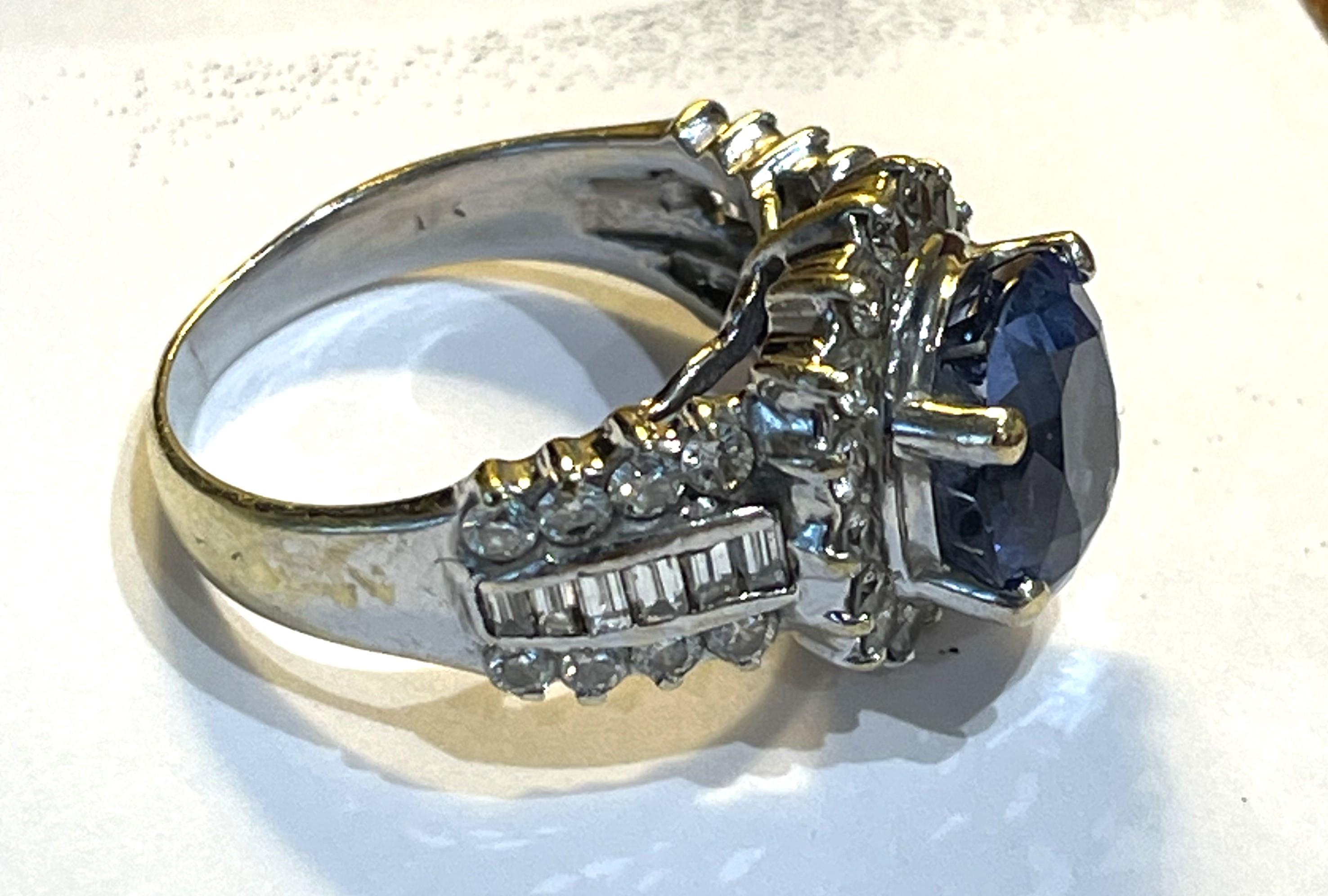 For Sale:  4.6ct Oval Sapphire and Diamond Ring 5